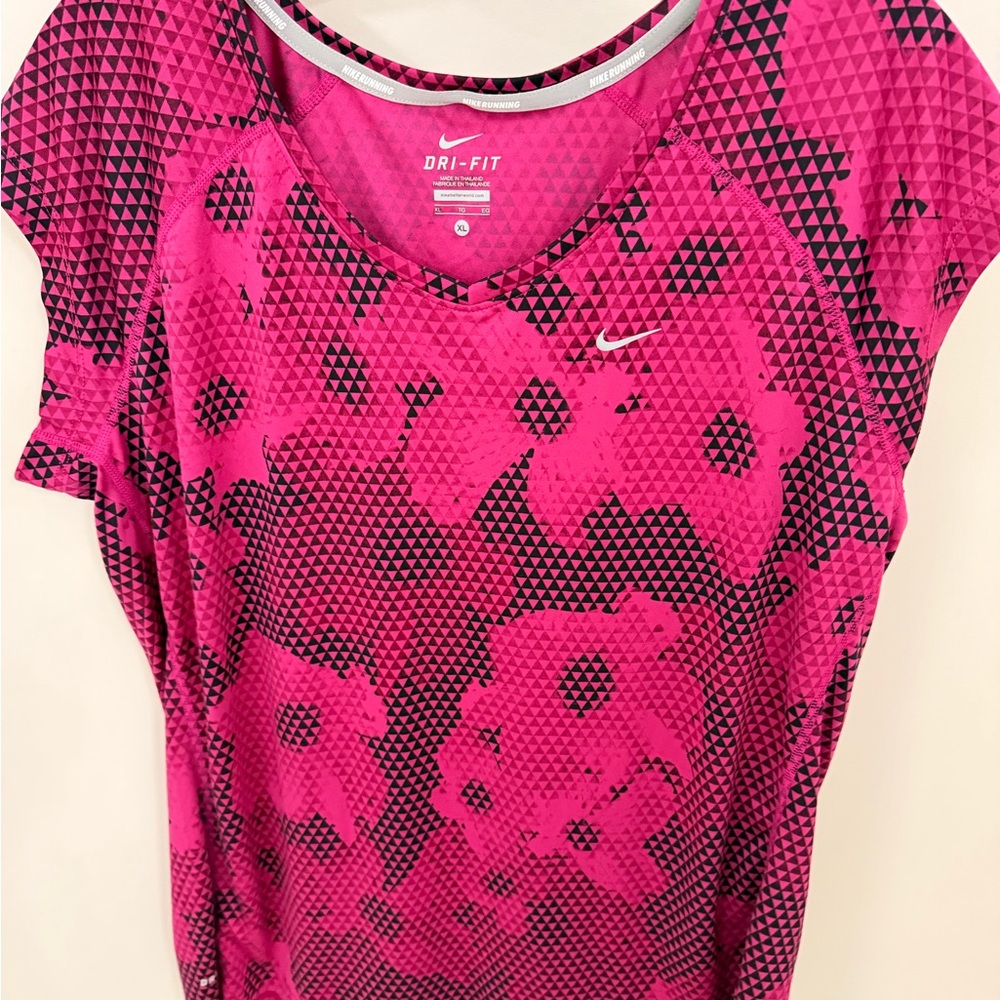 Nike Pink and Black Dri-FIT Short Sleeve Athletic Tee